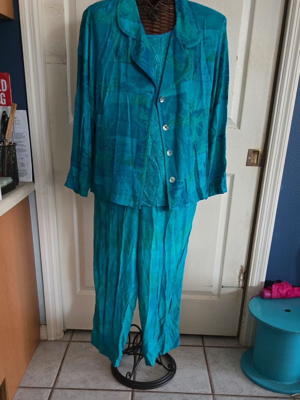 Carole Little Teal Wide-Leg Pant Set